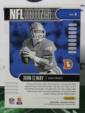 2019 PANINI ABSOLUTE JOHN ELWAY # 8 FOIL NFL DENVER BRONCOS GRIDIRON CARD