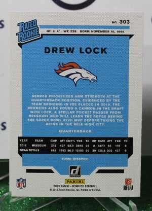 2019 PANINI DONRUSS DREW LOCK # 303 CANVAS RATED ROOKIE NFL DENVER BRONCOS GRIDIRON CARD