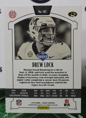 2019 PANINI LEGACY DREW LOCK # 163 DRAFT ROOKIE NFL DENVER BRONCOS GRIDIRON CARD