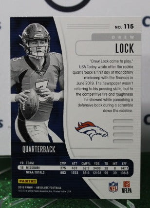 2019 PANINI ABSOLUTE DREW LOCK # 115 ROOKIE FOIL NFL DENVER BRONCOS GRIDIRON CARD