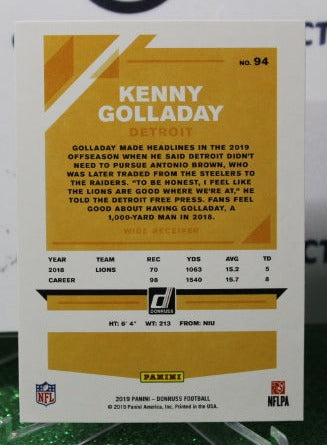 2019 PANINI DONRUSS KENNY GOLLADAY # 94 NFL DETROIT LIONS GRIDIRON CARD