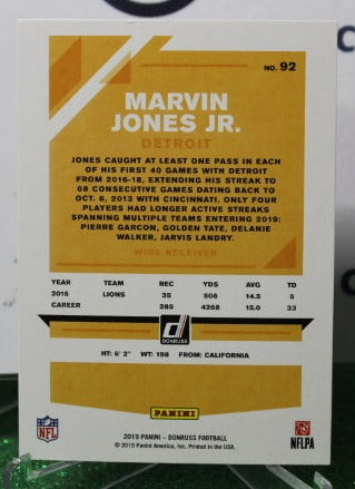 2019 PANINI DONRUSS MARVIN JONES JR.# 92 NFL DETROIT LIONS GRIDIRON CARD