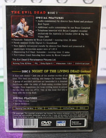 THE DEAD DOUBLE THE EVIL DEAD & NIGHT OF THE LIVING DEAD HORROR MOVIES DVD PREOWNED