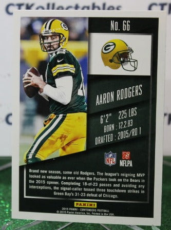 2015 PANINI CONTENDERS AARON RODGERS # 66 NFL GREEN BAY PACKERS GRIDIRON CARD