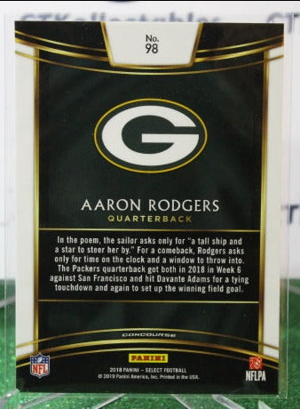 2018 PANINI SELECT AARON RODGERS # 98 NFL GREEN BAY PACKERS GRIDIRON CARD