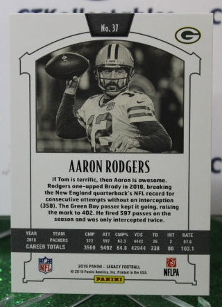 2019 PANINI LEGACY AARON RODGERS # 37 NFL GREEN BAY PACKERS GRIDIRON CARD