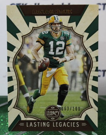 2019 PANINI LEGACY AARON RODGERS # LL-ARLASTING LEGACIES 063/100 NFL GREEN BAY PACKERS GRIDIRON CARD