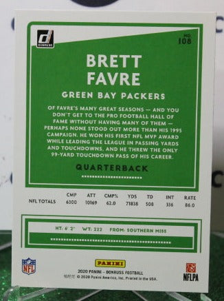 2020 PANINI DONRUSS BRETT FAVRE # 108 NFL GREEN BAY PACKERS GRIDIRON CARD