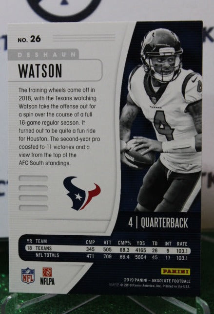 2019 PANINI ABSOLUTE DESHAUN WATSON # 26 NFL HOUSTON TEXANS GRIDIRON CARD