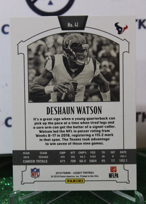 2019 PANINI LEGACY DESHAUN WATSON # 41 NFL HOUSTON TEXANS GRIDIRON CARD