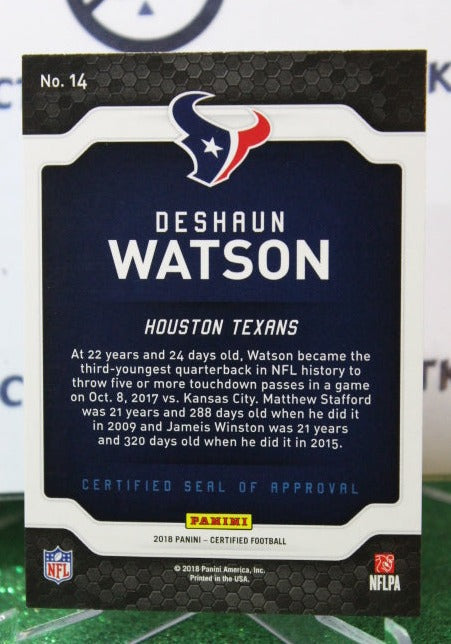 2018 PANINI CERTIFIED DESHAUN WATSON # 14 NFL HOUSTON TEXANS GRIDIRON CARD