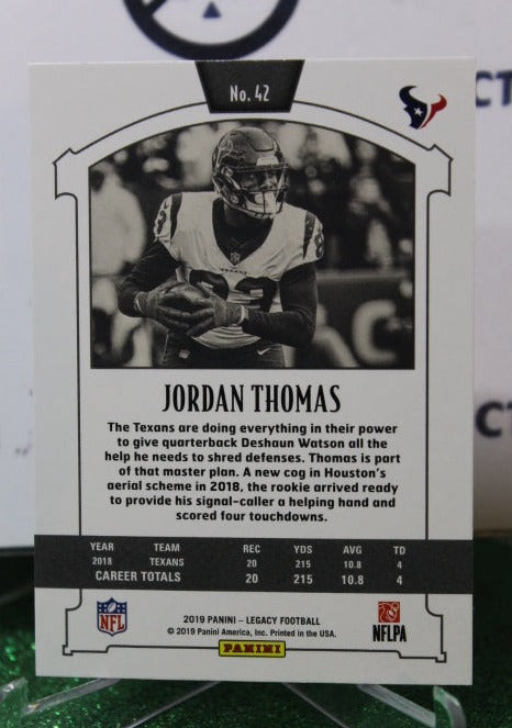 2019 PANINI LEGACY JORDAN THOMAS # 42 NFL HOUSTON TEXANS GRIDIRON CARD