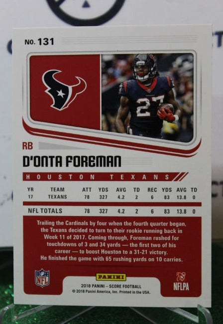 2018 PANINI SCORE D'ONTA FOREMAN # 131 NFL HOUSTON TEXANS GRIDIRON CARD