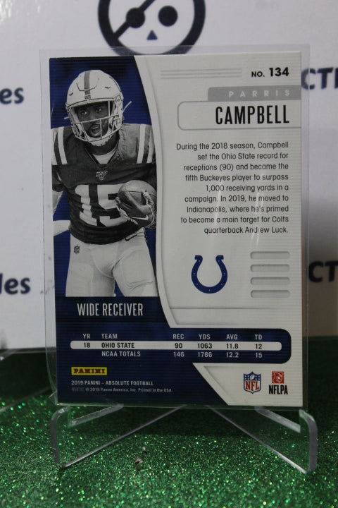 2019 PANINI ABSOLUTE PARRIS CAMPBELL # 134 ROOKIE NFL INDIANAPOLIS COLTS GRIDIRON CARD