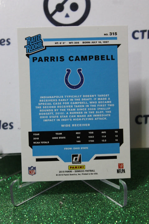 2019 PANINI DONRUSS PARRIS CAMPBELL # 315 RATED ROOKIE NFL INDIANAPOLIS COLTS GRIDIRON CARD
