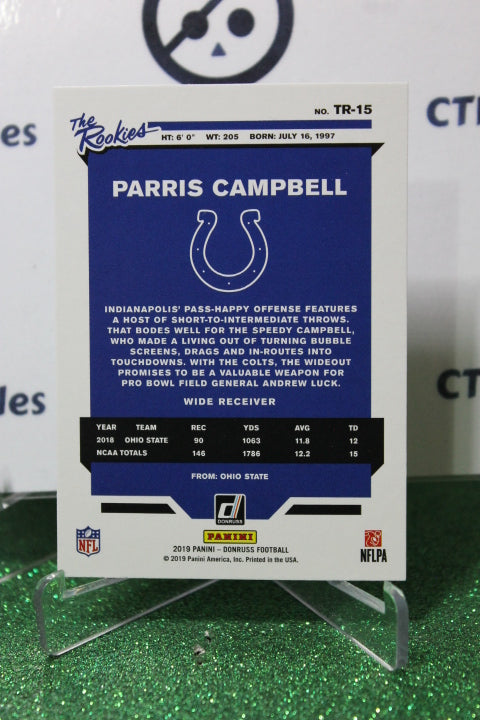 2019 PANINI DONRUSS PARRIS CAMPBELL # TR-15 ROOKIE NFL INDIANAPOLIS COLTS GRIDIRON CARD