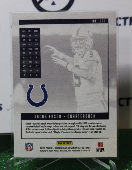 2020 PANINI CHRONICLES LUMINANCE JACOB EASON # 208 ROOKIE NFL INDIANAPOLIS COLTS GRIDIRON CARD
