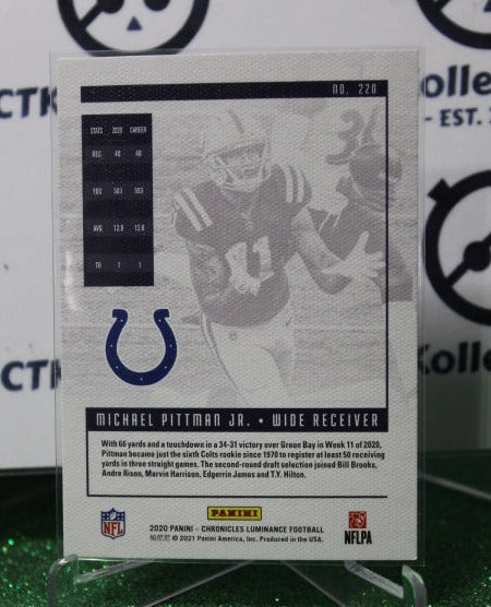 2020 PANINI CHRONICLES LUMINANCE MICHAEL PITTMAN JR. # 220 ROOKIE NFL INDIANAPOLIS COLTS GRIDIRON CARD