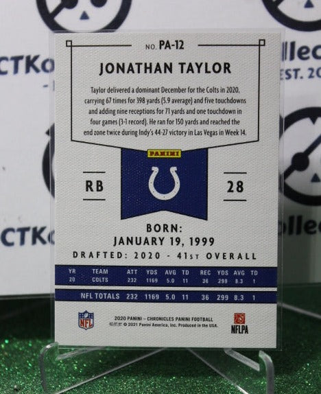 2020 PANINI CHRONICLES JONATHAN TAYLOR # PA-12 ROOKIE NFL INDIANAPOLIS COLTS GRIDIRON CARD