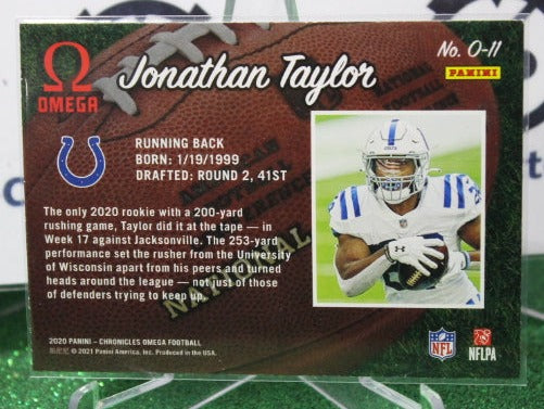 2020 PANINI CHRONICLES OMEGA JONATHAN TAYLOR # O-11 ROOKIE NFL INDIANAPOLIS COLTS GRIDIRON CARD