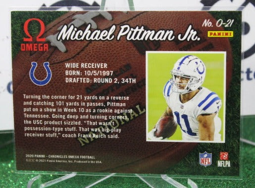 2020 PANINI CHRONICLES OMEGA MICHAEL PITTMAN JR. # O-21 ROOKIE NFL INDIANAPOLIS COLTS GRIDIRON CARD