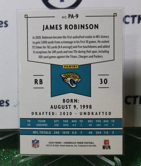 2020 PANINI CHRONICLES JAMES ROBINSON # PA-9 ROOKIE NFL JACKSONVILLE JAGUARS GRIDIRON CARD