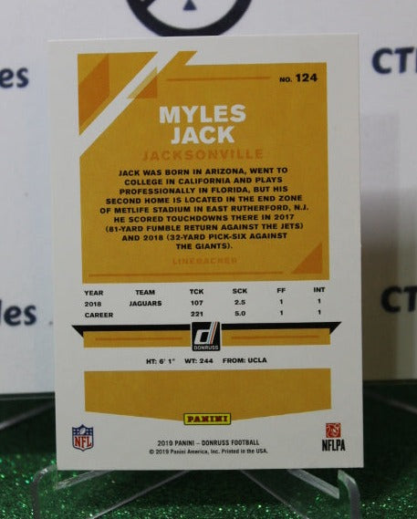 2019 PANINI DONRUSS MYLES JACK # 124 NFL JACKSONVILLE JAGUARS GRIDIRON CARD