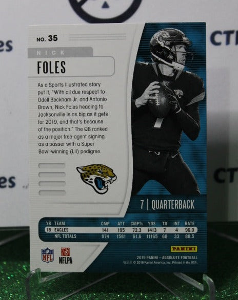 2019 PANINI ABSOLUTE NICK FOLES # 35 NFL JACKSONVILLE JAGUARS GRIDIRON CARD