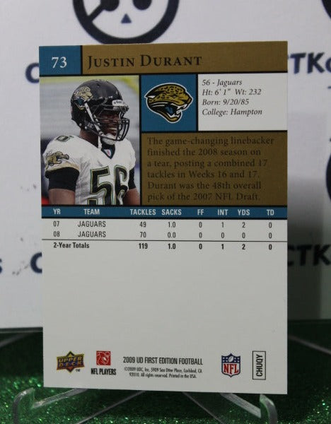 2009 UPPER DECK JUSTIN DURANT # 73 GOLD NFL JACKSONVILLE JAGUARS GRIDIRON CARD