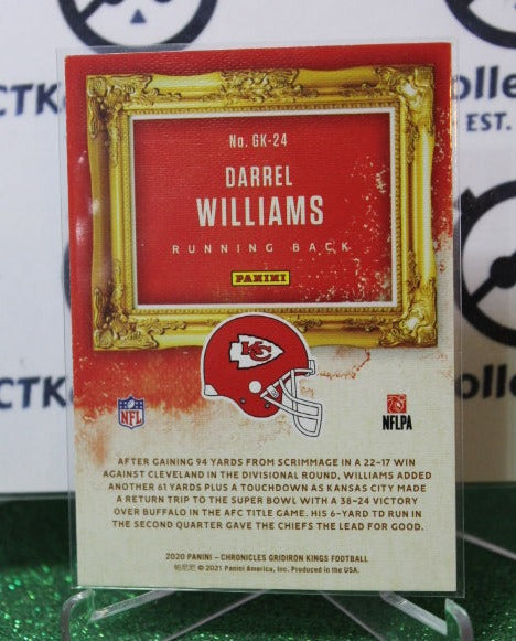 2020 PANINI CHRONICLES GRIDIRON KINGS DARREL WILLIAMS # GR-24 ROOKIE NFL KANSAS CITY CHIEFS GRIDIRON CARD