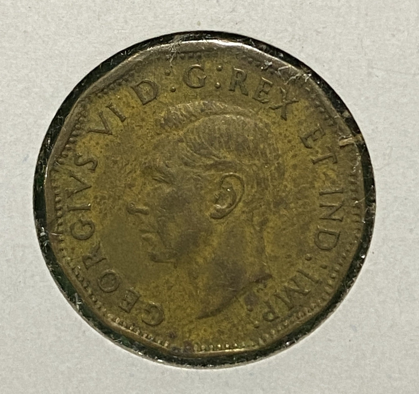 CANADIAN 1943 WAR VICTORY TOMBAC NICKEL 5 CENTS COIN GEORGE VI (F/VF)