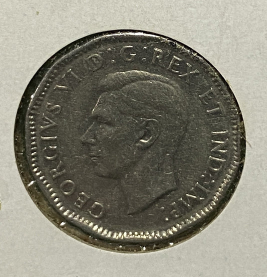 CANADIAN 1947 MAPLE LEAF NICKEL 5 CENTS COIN GEORGE VI (VG/F)