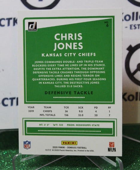 2020 PANINI DONRUSS CHRIS JONES # 6 NFL KANSAS CITY CHIEFS GRIDIRON CARD