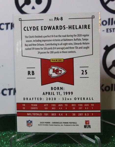 2020 PANINI CHRONICLES CLYDE EDWARDS-HELAIRE # PA-8 ROOKIE NFL KANSAS CITY CHIEFS GRIDIRON CARD