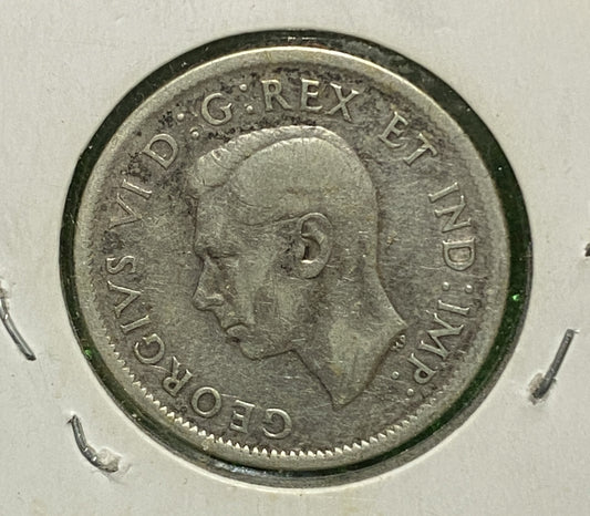 CANADIAN 1938 SILVER 25 CENTS QUARTER COIN KING GEORGE VI VG+ / FINE CONDITION