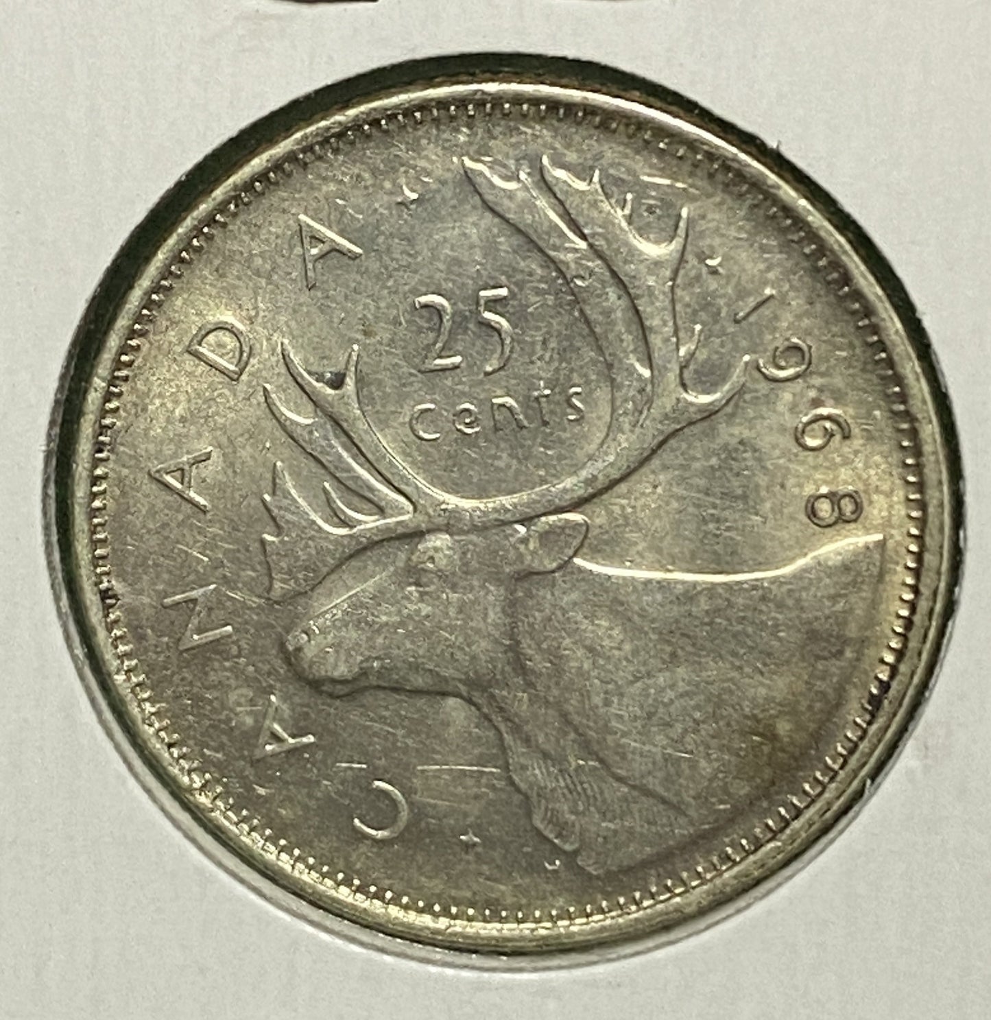 CANADIAN 1968 SILVER 25 CENTS QUARTER COIN Queen Elizabeth II EF / AU CONDITION