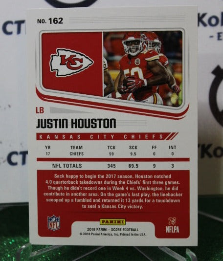 2018 PANINI SCORE JUSTIN HOUSTON # 162 NFL KANSAS CITY CHIEFS GRIDIRON CARD