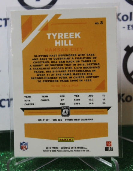 2019 PANINI DONRUSS OPTIC TYREEK HILL # 3 NFL KANSAS CITY CHIEFS GRIDIRON CARD