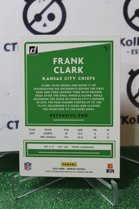 2020 PANINI DONRUSS FRANK CLARK # 7 NFL KANSAS CITY CHIEFS GRIDIRON CARD