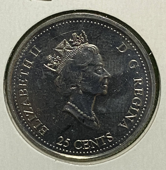 CANADIAN 1999 MILLENNIUM DECEMBER Queen Elizabeth II 25 CENTS QUARTER COIN AU / UNC CONDITION
