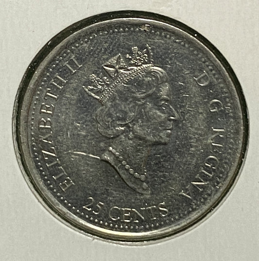 CANADIAN 1999 MILLENNIUM JULY Queen Elizabeth II 25 CENTS QUARTER COIN AU / UNC CONDITION
