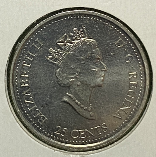 CANADIAN 1999 MILLENNIUM OCTOBER Queen Elizabeth II 25 CENTS QUARTER COIN AU / UNC CONDITION