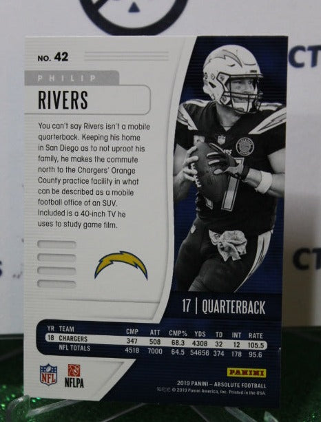 2019 PANINI ABSOLUTE PHILIP RIVERS # 42 NFL LOS ANGELES CHARGERS GRIDIRON CARD