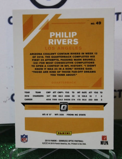 2019 PANINI DONRUSS OPTIC PHILIP RIVERS # 49 NFL LOS ANGELES CHARGERS GRIDIRON CARD