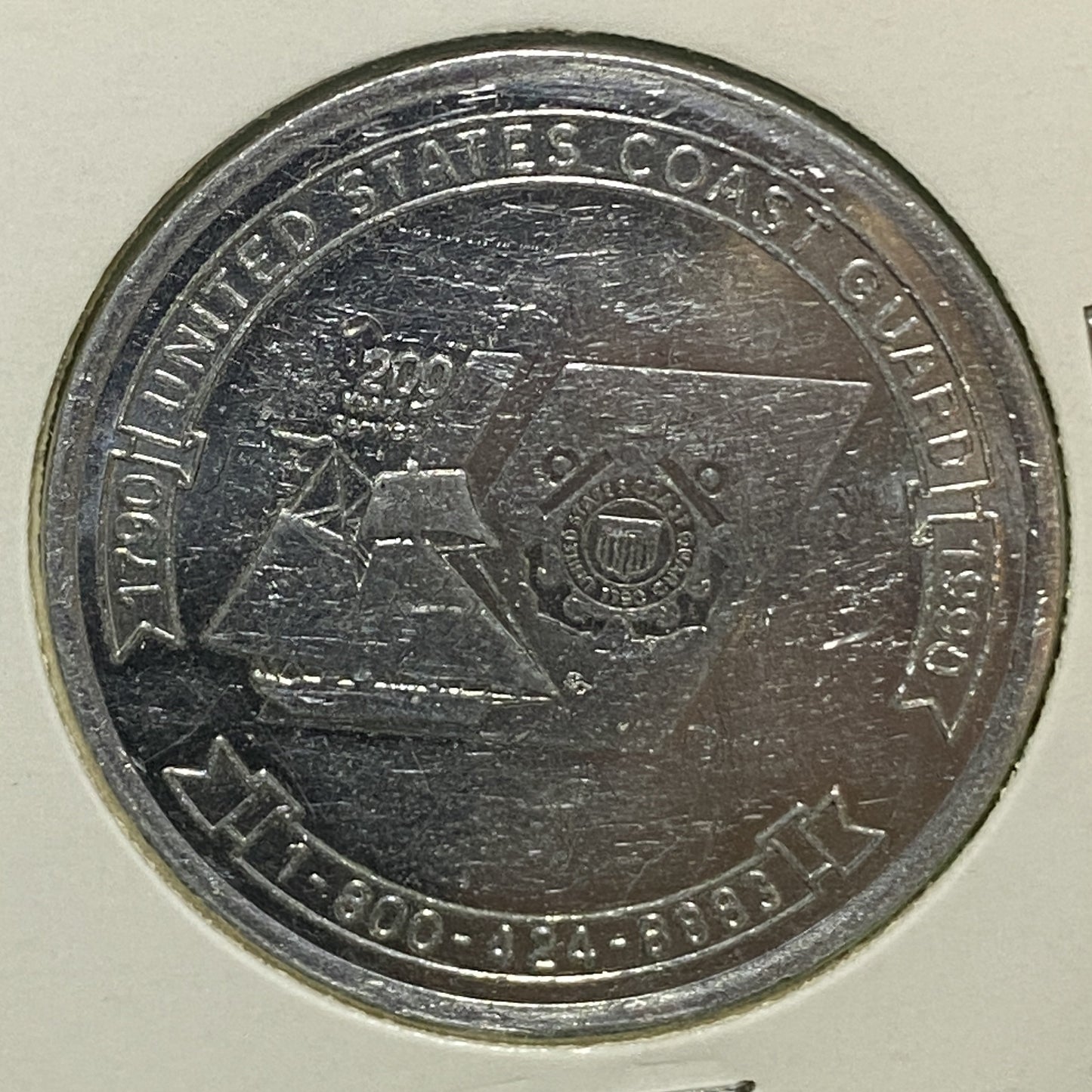 UNITED STATES COAST GUARD TOKEN COIN USCG BARQUE EAGLE (Aluminum) VF/VF+ CONDITION 1990