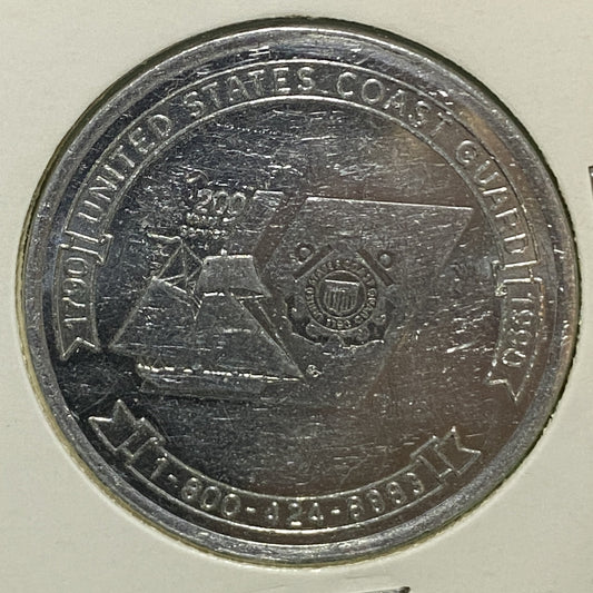 UNITED STATES COAST GUARD TOKEN COIN USCG BARQUE EAGLE (Aluminum) VF/VF+ CONDITION 1990