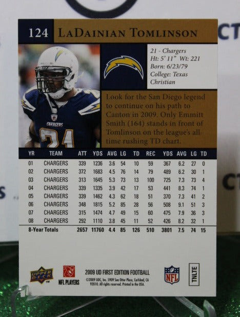 2009 UPPER DECK LADAINIAN TOMLINSON # 124 GOLD NFL LOS ANGELES CHARGERS GRIDIRON CARD