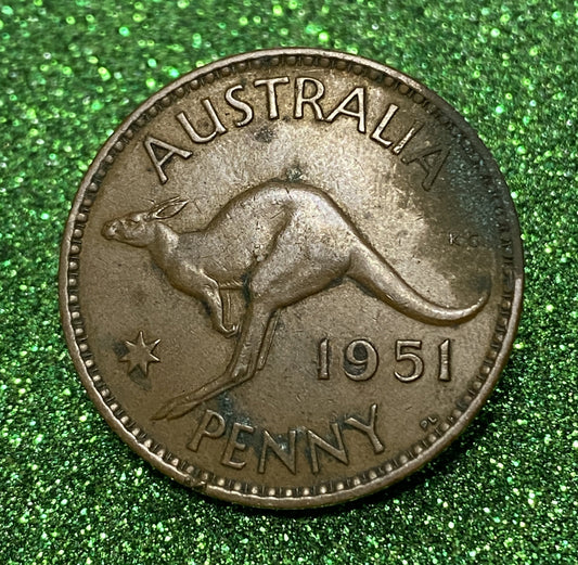Australian 1 Cent LARGE PENNY COIN 1951 KING GEORGE VI VG/F CONDITION