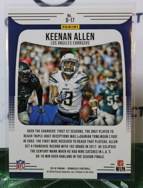 2018 PANINI DONRUSS KEENAN ALLEN # D-17 DOMINATORS NFL LOS ANGELES CHARGERS GRIDIRON CARD
