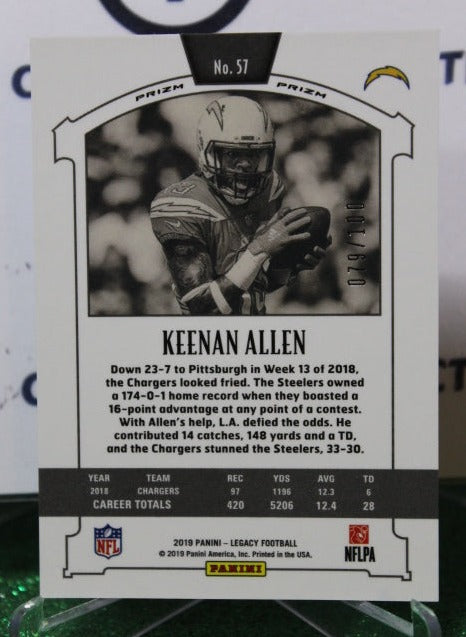 2019 PANINI LEGACY KEENAN ALLEN # 57 BRONZE 079/100 NFL LOS ANGELES CHARGERS GRIDIRON CARD
